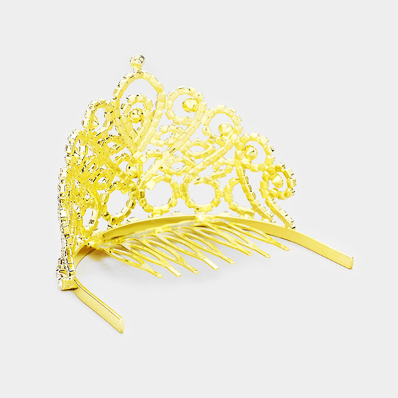 • Crystal Rhinestone Pave Mini Tiara - Picture 2 of 2